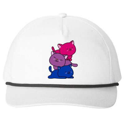 Kawaii Cat Pile Bisexual Pride Flag Cute Gift Snapback Five-Panel Rope Hat