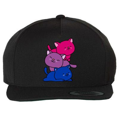 Kawaii Cat Pile Bisexual Pride Flag Cute Gift Wool Snapback Cap