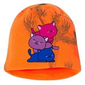 Kawaii Cat Pile Bisexual Pride Flag Cute Gift Kati - Camo Knit Beanie