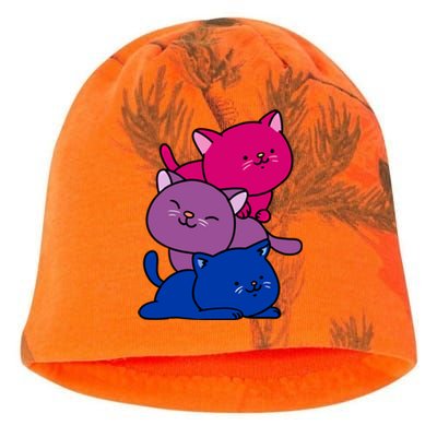 Kawaii Cat Pile Bisexual Pride Flag Cute Gift Kati - Camo Knit Beanie