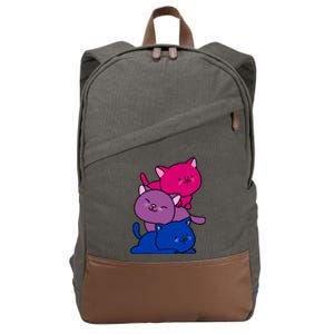 Kawaii Cat Pile Bisexual Pride Flag Cute Gift Cotton Canvas Backpack