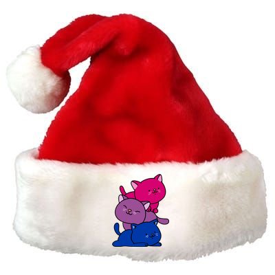 Kawaii Cat Pile Bisexual Pride Flag Cute Gift Premium Christmas Santa Hat