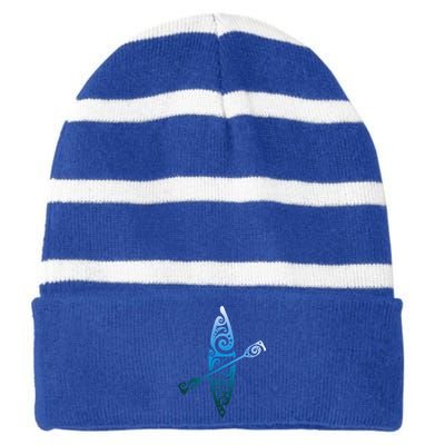 Kayaker Canoeing Paddling Boat Lover Kayak Water Sport Striped Beanie with Solid Band