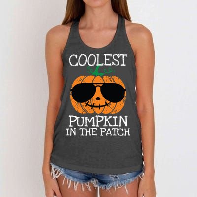 Kids Coolest Pumpkin In The Patch Halloween Boy Girls Teens 7042 Women's Knotted Racerback Tank