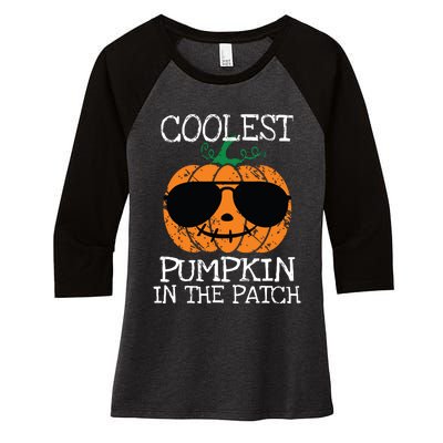 Kids Coolest Pumpkin In The Patch Halloween Boy Girls Teens 7042 Women's Tri-Blend 3/4-Sleeve Raglan Shirt