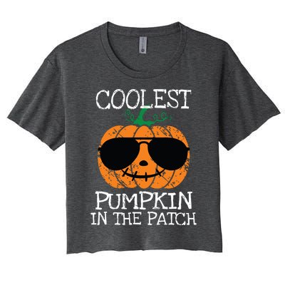 Kids Coolest Pumpkin In The Patch Halloween Boy Girls Teens 7042 Women's Crop Top Tee