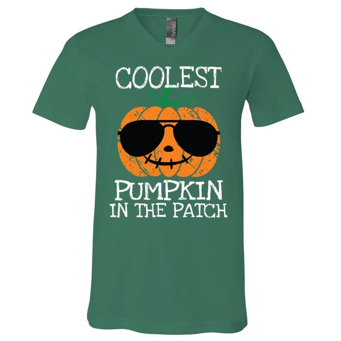 Kids Coolest Pumpkin In The Patch Halloween Boy Girls Teens 7042 V-Neck T-Shirt