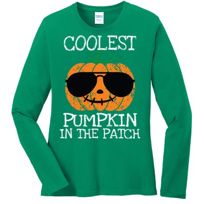 Kids Coolest Pumpkin In The Patch Halloween Boy Girls Teens 7042 Ladies Long Sleeve Shirt