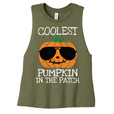 Kids Coolest Pumpkin In The Patch Halloween Boy Girls Teens 7042 Women's Racerback Cropped Tank