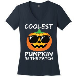 Kids Coolest Pumpkin In The Patch Halloween Boy Girls Teens Women's V-Neck T-Shirt