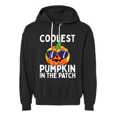 Kids Coolest Pumpkin In The Patch Halloween Boy Girls Teens Garment-Dyed Fleece Hoodie