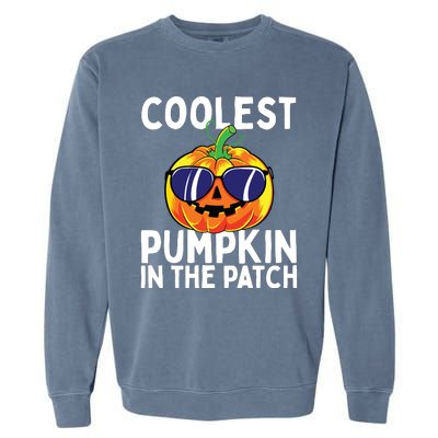 Kids Coolest Pumpkin In The Patch Halloween Boy Girls Teens Garment-Dyed Sweatshirt