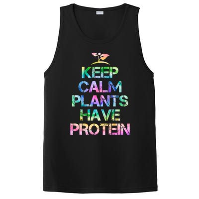 Keep Calm Plants Have Protein Tie Dey Vegan Gift Great Gift PosiCharge Competitor Tank