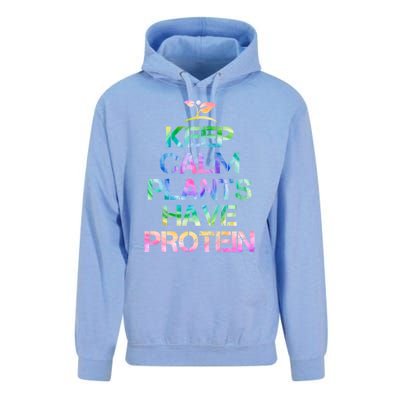 Keep Calm Plants Have Protein Tie Dey Vegan Gift Great Gift Unisex Surf Hoodie