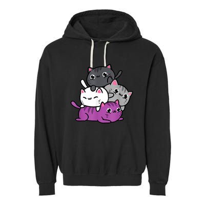 Kawaii Cat Pile Asexual Pride Garment-Dyed Fleece Hoodie