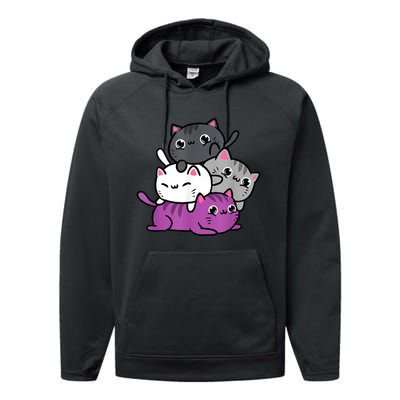 Kawaii Cat Pile Asexual Pride Performance Fleece Hoodie