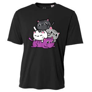 Kawaii Cat Pile Asexual Pride Cooling Performance Crew T-Shirt