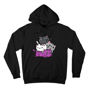 Kawaii Cat Pile Asexual Pride Hoodie