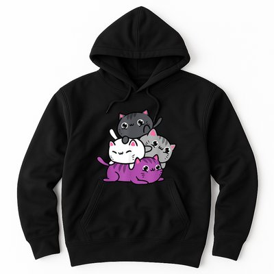 Kawaii Cat Pile Asexual Pride Hoodie