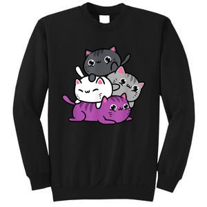 Kawaii Cat Pile Asexual Pride Sweatshirt