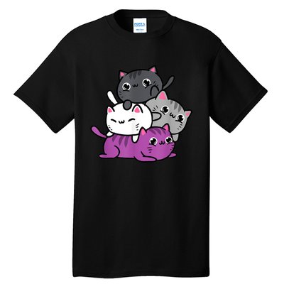 Kawaii Cat Pile Asexual Pride Tall T-Shirt