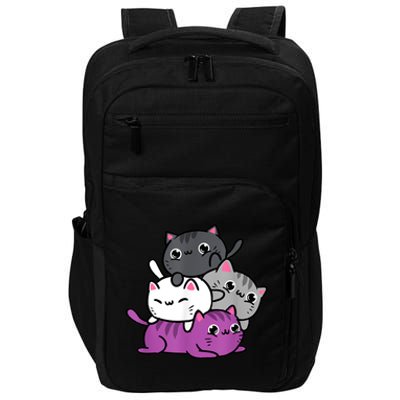 Kawaii Cat Pile Asexual Pride Impact Tech Backpack