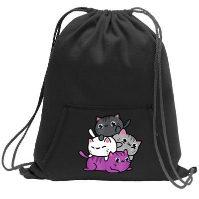 Kawaii Cat Pile Asexual Pride Sweatshirt Cinch Pack Bag