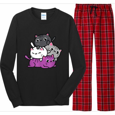 Kawaii Cat Pile Asexual Pride Long Sleeve Pajama Set