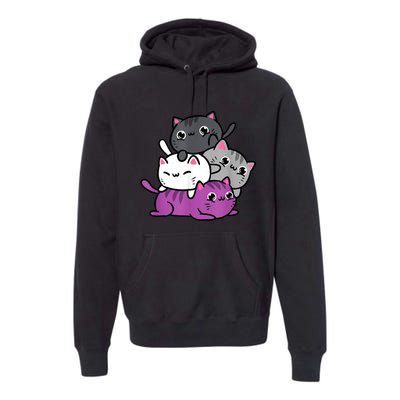 Kawaii Cat Pile Asexual Pride Premium Hoodie