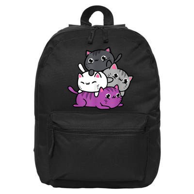 Kawaii Cat Pile Asexual Pride 16 in Basic Backpack