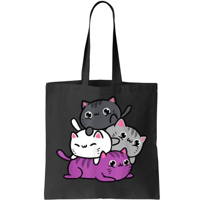 Kawaii Cat Pile Asexual Pride Tote Bag