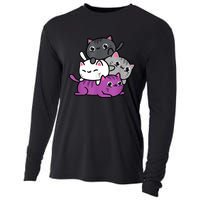 Kawaii Cat Pile Asexual Pride Cooling Performance Long Sleeve Crew