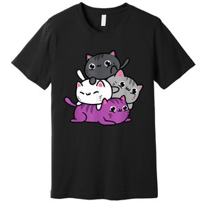 Kawaii Cat Pile Asexual Pride Premium T-Shirt