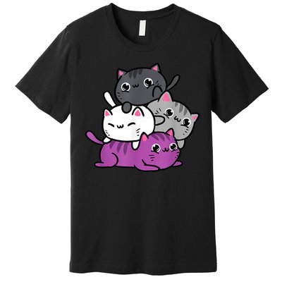 Kawaii Cat Pile Asexual Pride Premium T-Shirt