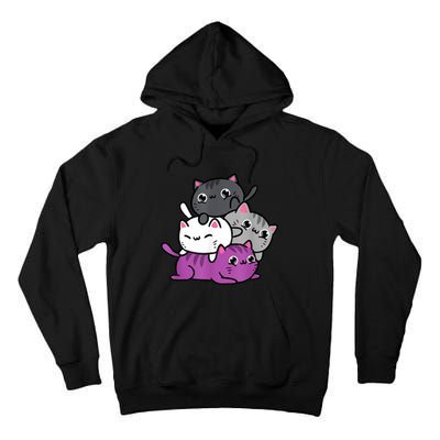 Kawaii Cat Pile Asexual Pride Tall Hoodie