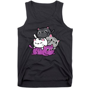 Kawaii Cat Pile Asexual Pride Tank Top