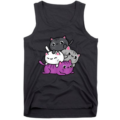 Kawaii Cat Pile Asexual Pride Tank Top