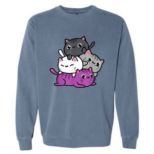 Kawaii Cat Pile Asexual Pride Garment-Dyed Sweatshirt