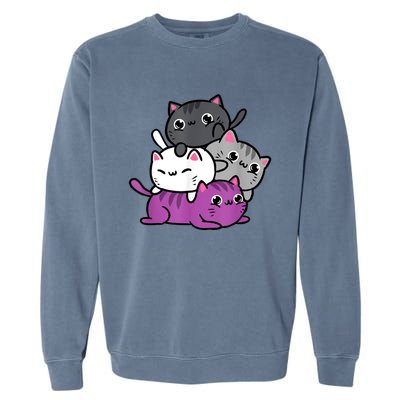 Kawaii Cat Pile Asexual Pride Garment-Dyed Sweatshirt