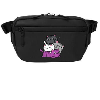 Kawaii Cat Pile Asexual Pride Crossbody Pack