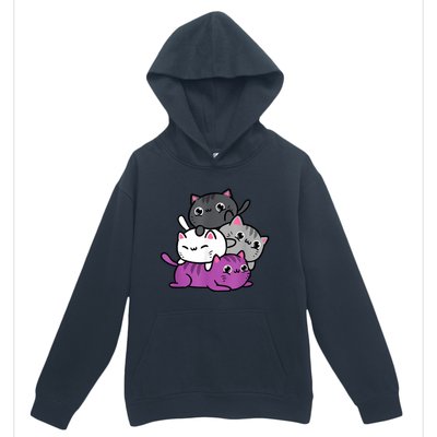 Kawaii Cat Pile Asexual Pride Urban Pullover Hoodie