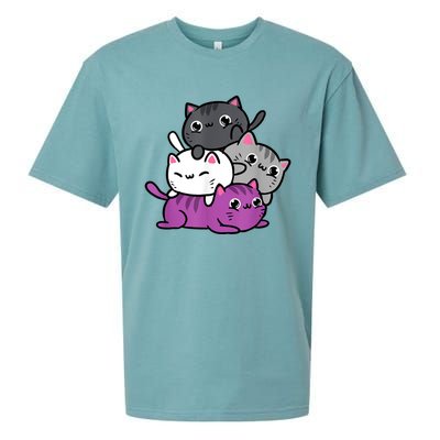 Kawaii Cat Pile Asexual Pride Sueded Cloud Jersey T-Shirt