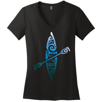 Kayaker Canoeing Paddling Boat Lover Kayak Water Sport Women's V-Neck T-Shirt