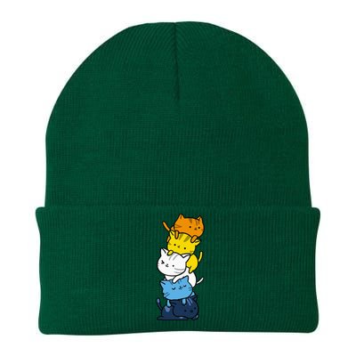 Kawaii Cat Pile Aroace Pride Flag Knit Cap Winter Beanie