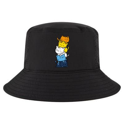 Kawaii Cat Pile Aroace Pride Flag Cool Comfort Performance Bucket Hat