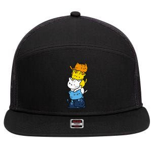 Kawaii Cat Pile Aroace Pride Flag 7 Panel Mesh Trucker Snapback Hat