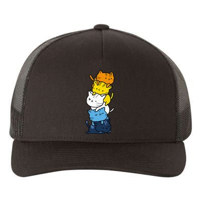 Kawaii Cat Pile Aroace Pride Flag Yupoong Adult 5-Panel Trucker Hat