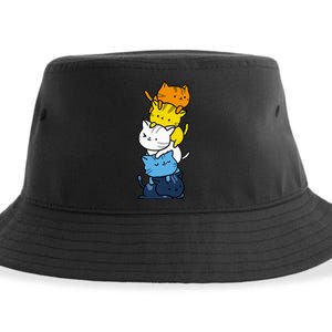 Kawaii Cat Pile Aroace Pride Flag Sustainable Bucket Hat