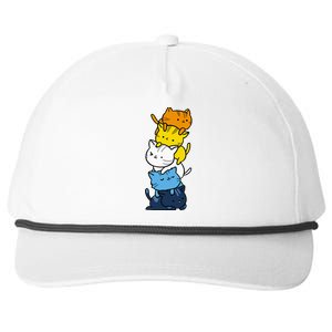 Kawaii Cat Pile Aroace Pride Flag Snapback Five-Panel Rope Hat