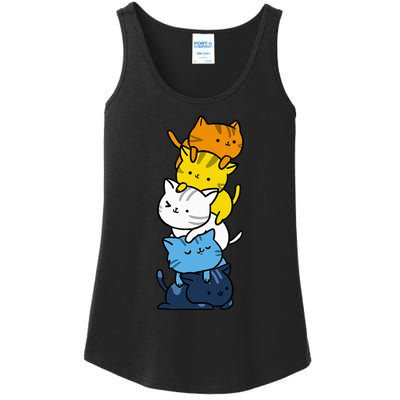 Kawaii Cat Pile Aroace Pride Flag Ladies Essential Tank